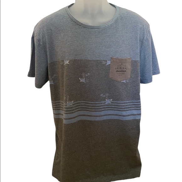 𝅺quiksilver Original Boardshorts Stripe Retro Tee Shirt Men L Large - Picture 2 of 7